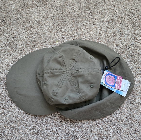 Panama Jack Olive Green Fishing Flap Cap Mens Size S/M Logo Wind Clip Neck Flap - Picture 1 of 9